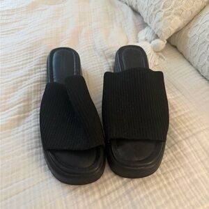 Black Slide Platform Sandals